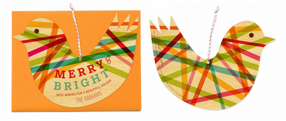 Night Owl Paper Goods Ribbon Bird Ornament card