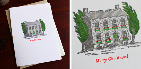 Sesame Letterpress Christmas House cards