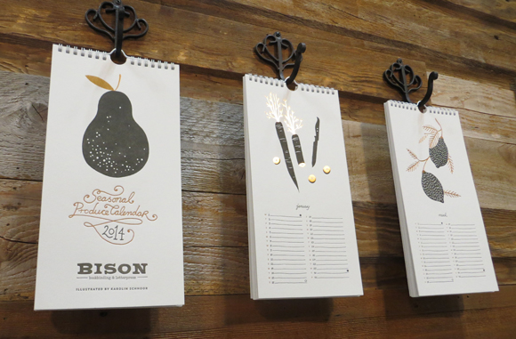 Bison Bookbinding and Letterpress 2014 Seasonal Produce Calendar