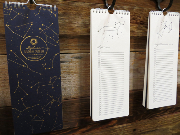 Bison Bookbinding and Letterpress 2014 Zodiac Birthday Calendar