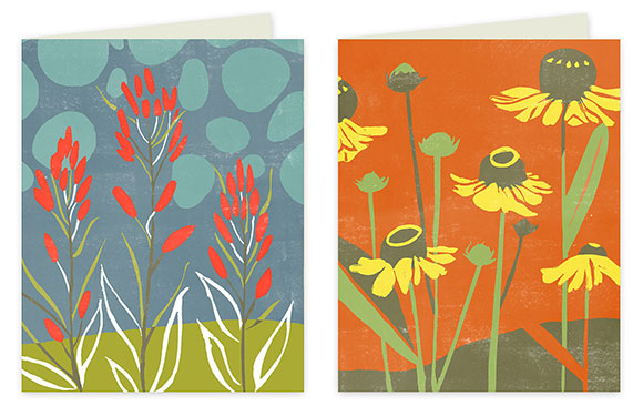 Rigel Stuhmiller Block Print Flowers cards