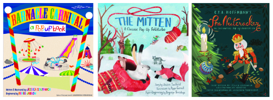 "Barnacle Carnival," "The Mitten," and "The Nutcracker" front covers